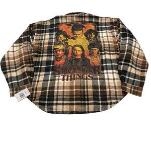 Stranger Things Shirt XXL Netflix Flannel Plaid Graphic Back Print Schacket
